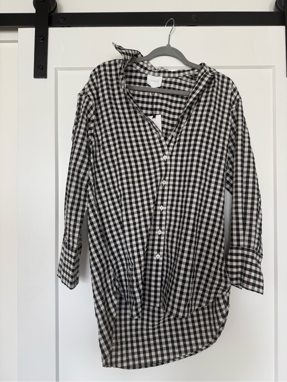 sundays Black & White Gingham Button-Down Shirt